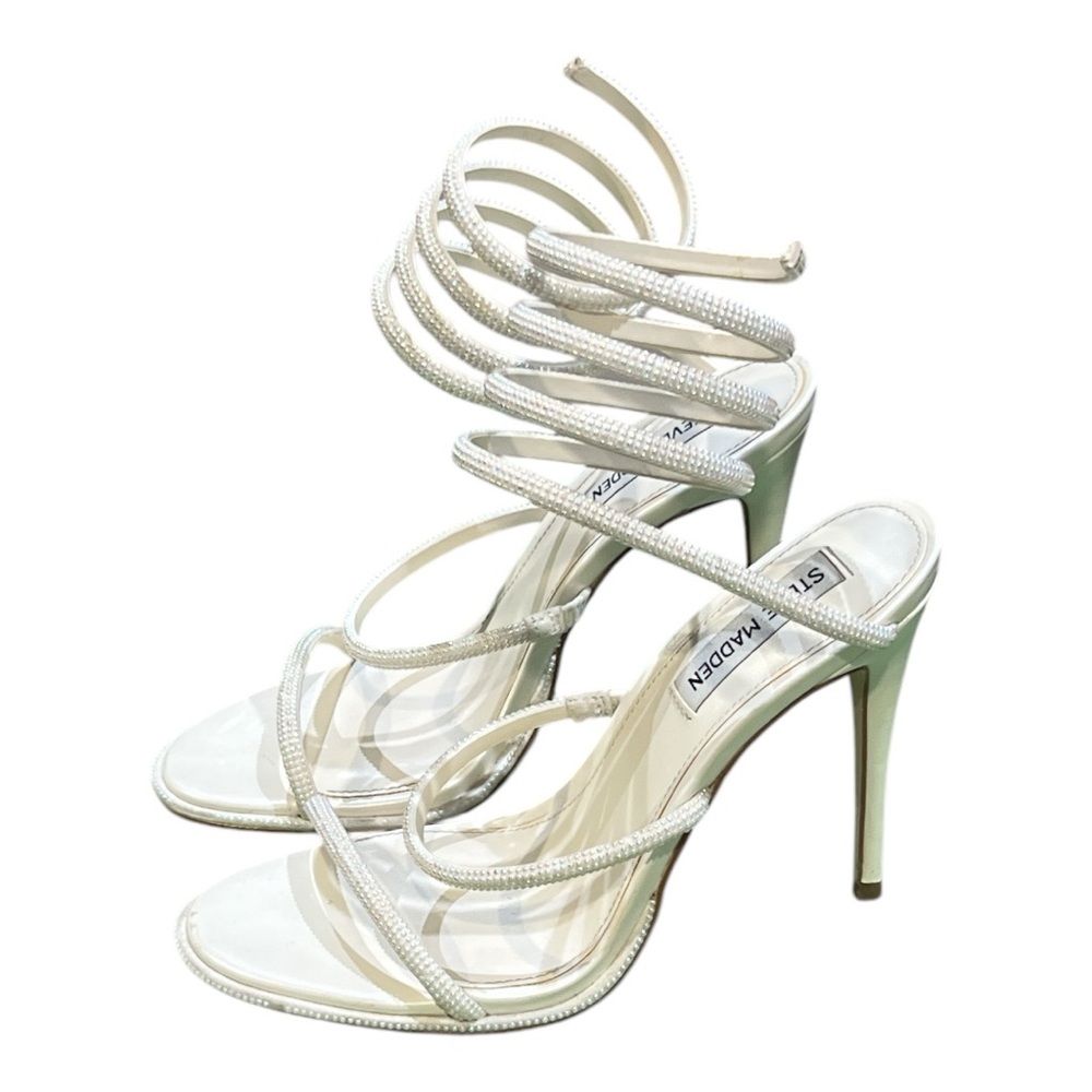 Steve Madden Exotica Women’s Pearl White Sandal Heels Size 7.5.